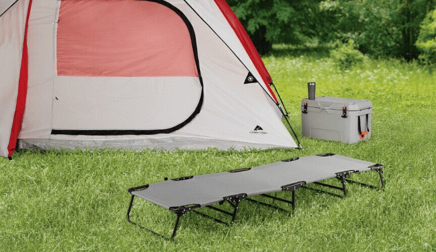 Folding Camping Cot Folding Portable Sleeping Bed Comfortable Support 300lb Gray