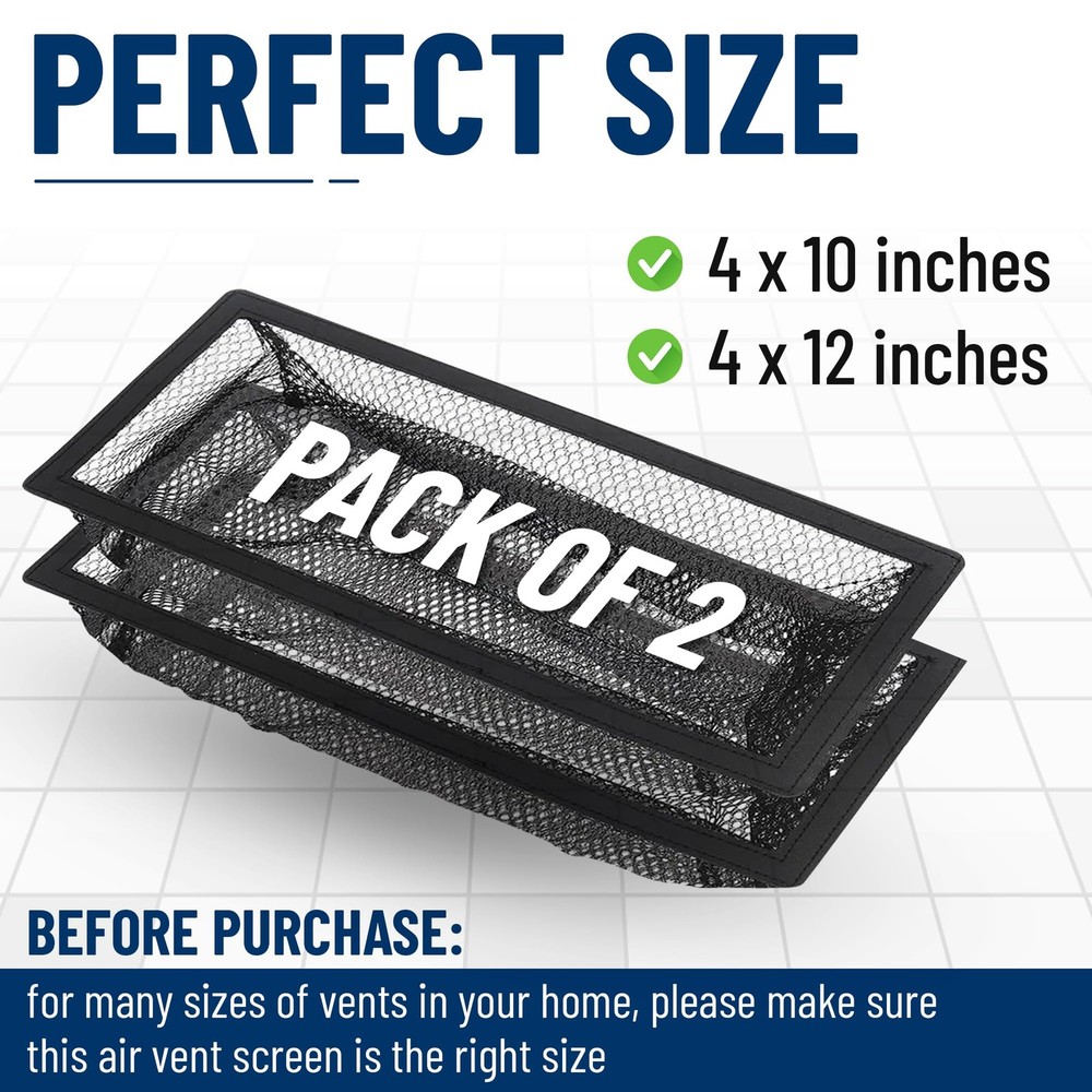 KNCLUX 2 Pack Floor Vent Screen Cover | Filter Screen, Air Black
