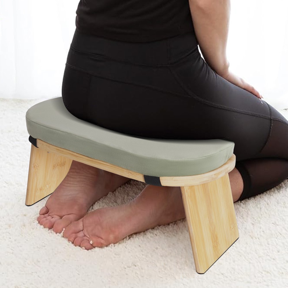 Foldable&Ergonomic Meditation Stool Foldable Kneeling Meditation Bench w/Cushion
