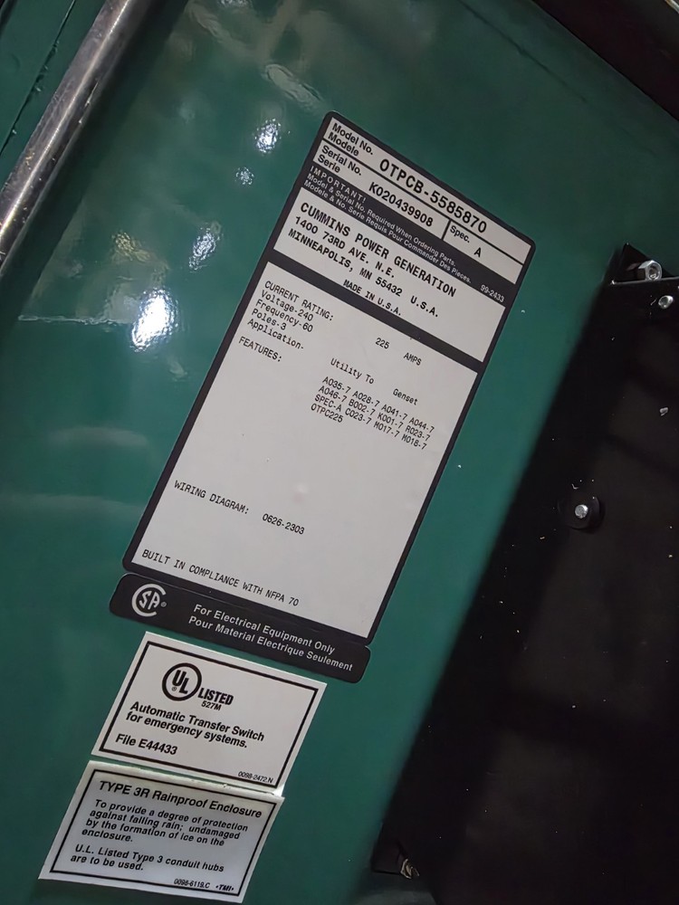 Cummins Power Generation Power Command Transfer Switch OTPCB-558570 Wire Harness