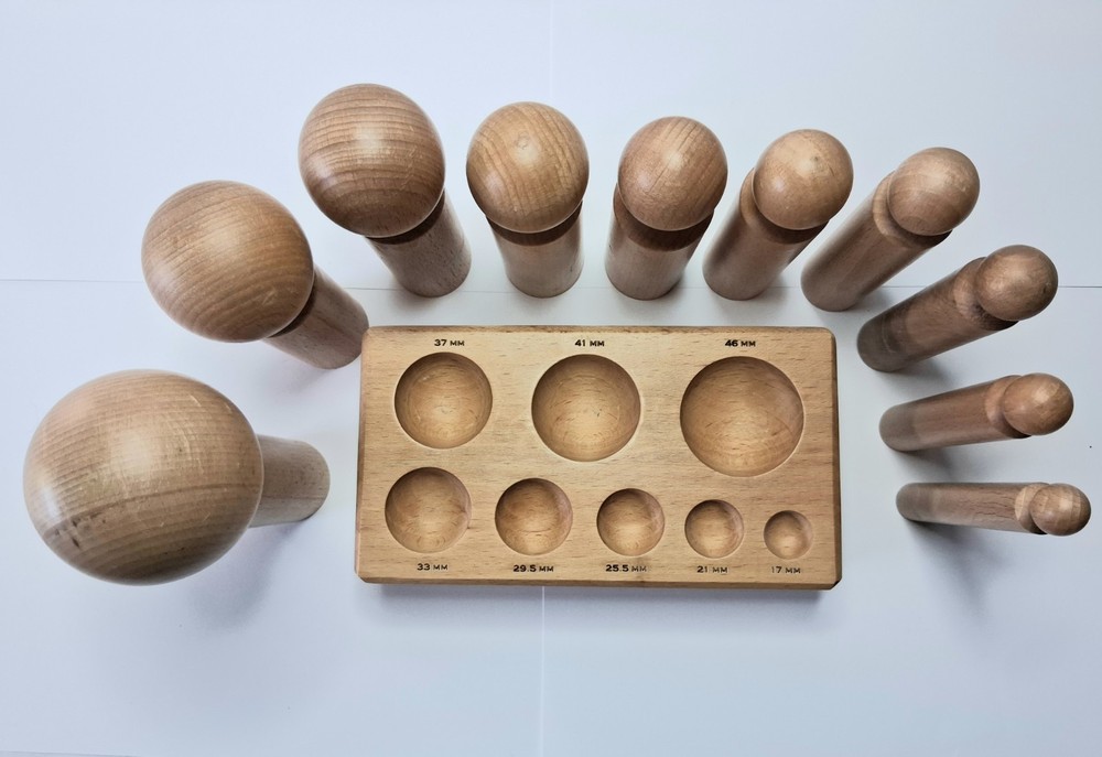 Jumbo Wooden Dapping Set, Includes 10 Daps For Jewelry Making