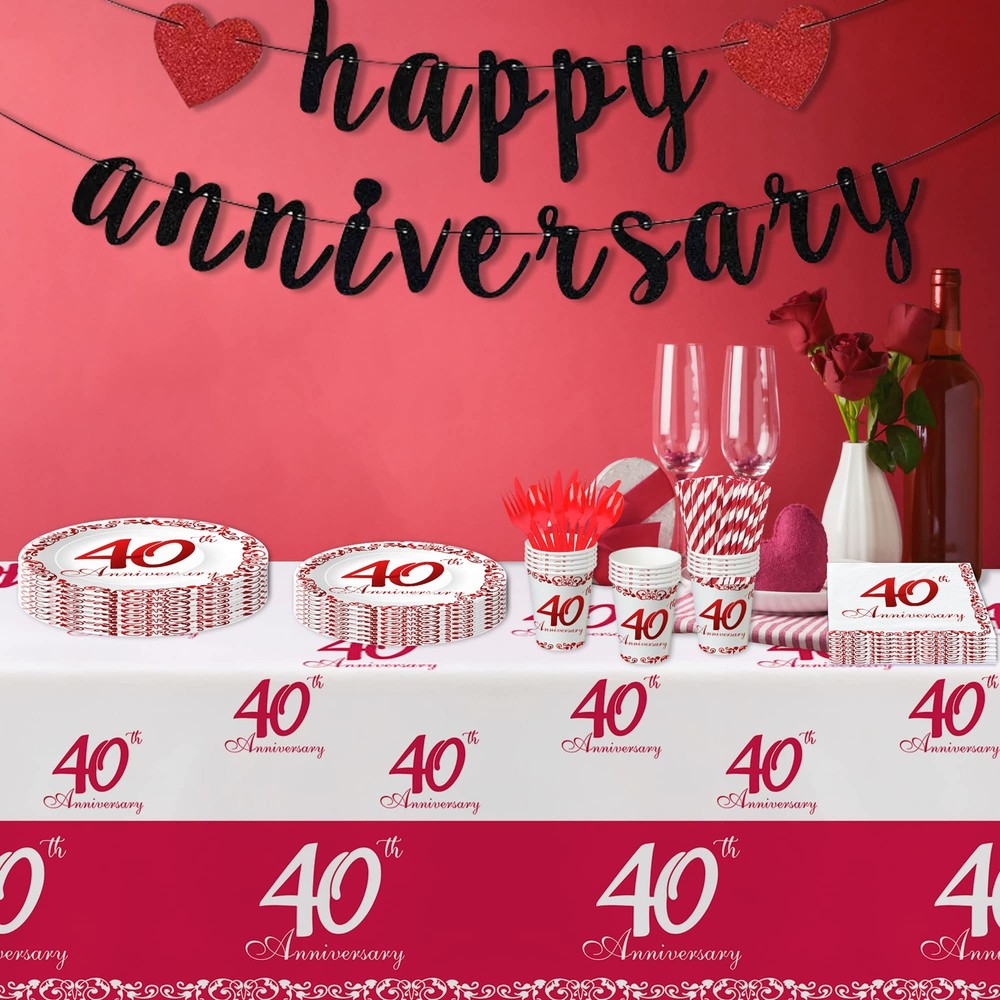 40th Anniversary Decorations Tableware - 40th Wedding Anniversary Party Suppl...