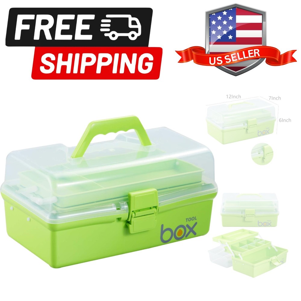 12'' Three-Layer Clear Plastic Storage Box/Tool Box, Multipurpose Organizer a...