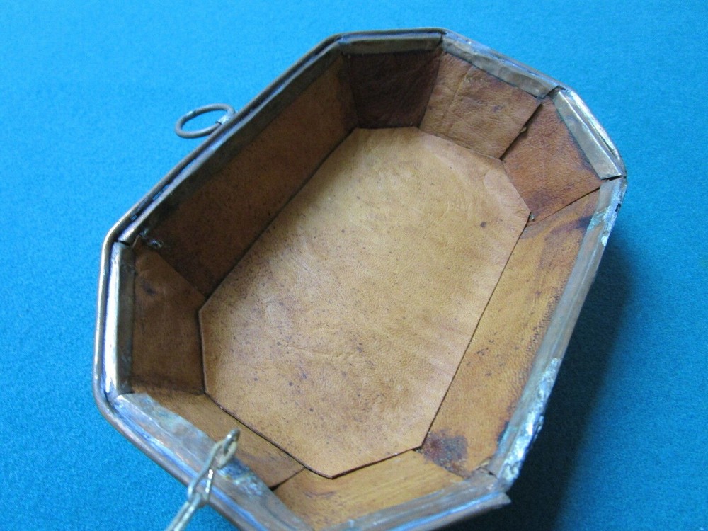 Middle Eastern antique camel bone brass handmade footed box leather original