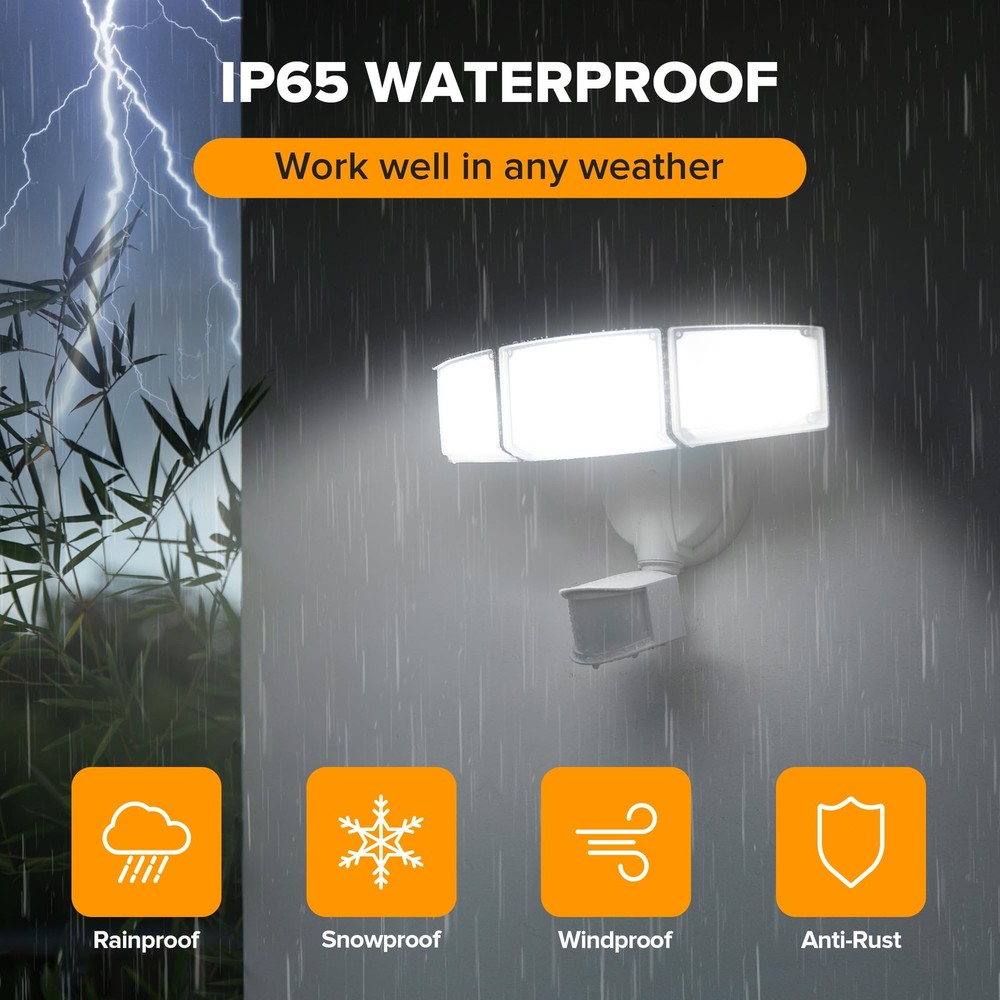 UME 2 Pack 5500LM LED Security Lights Motion Sensor Light 2 Pack, White