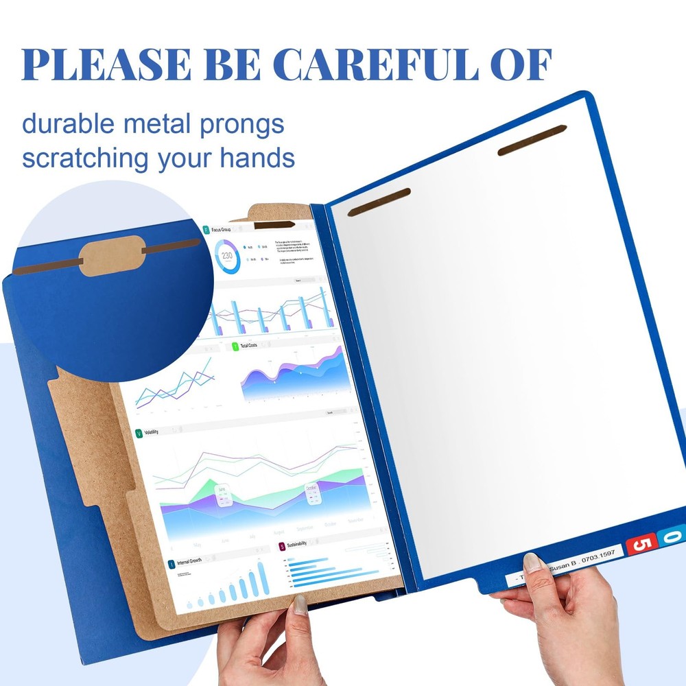 24 Pcs Classification Folders Letter Size, 2 Dividers Pressboard File Folder ...