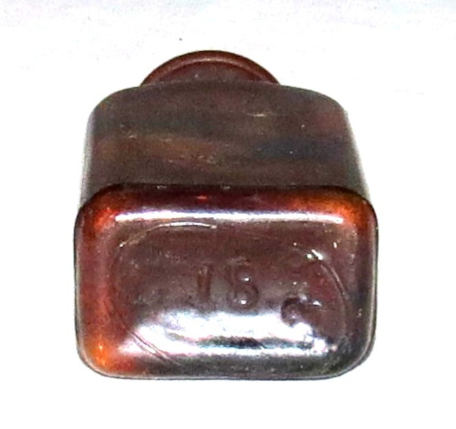 Vintage 3 inch Rectangular 18 C3S Amber Bottle