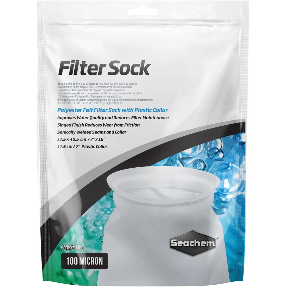 Seachem Filter Sock Large 100 Micron Felt Polyester with Plastic Collar