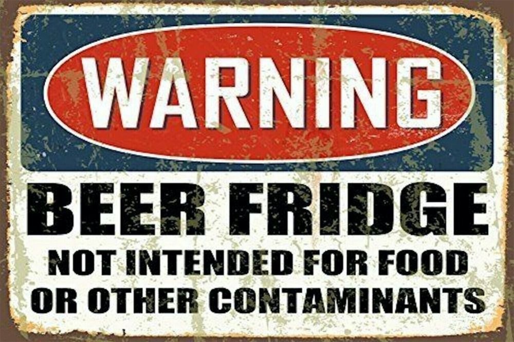 WARNING BEER FRIDGE STICKER 5.5 X 3.5