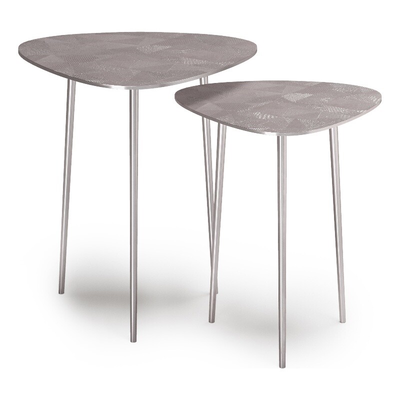 Shelton 2 Pc Metal Nesting Table in Nickel