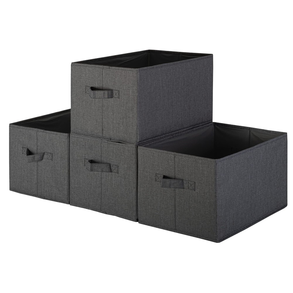 Storage Baskets - 4 Pack - Sturdy Large Fabric Bins | Foldable Organizing Bas...
