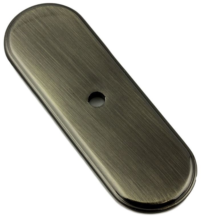 3" Raised Oval Knob Backplate Antique Brass