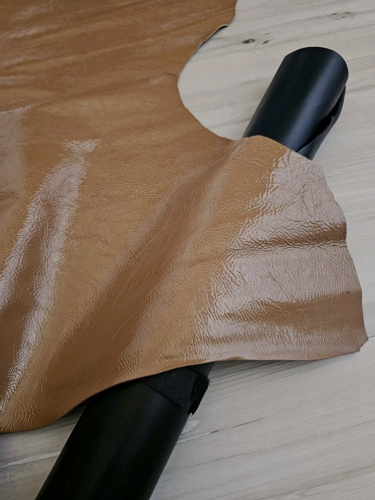 CAMEL BROWN SHEEPSKIN LAMBSKIN LEATHER HIDE CRACKLE GRAIN PANEL,SHEET,SQUARE