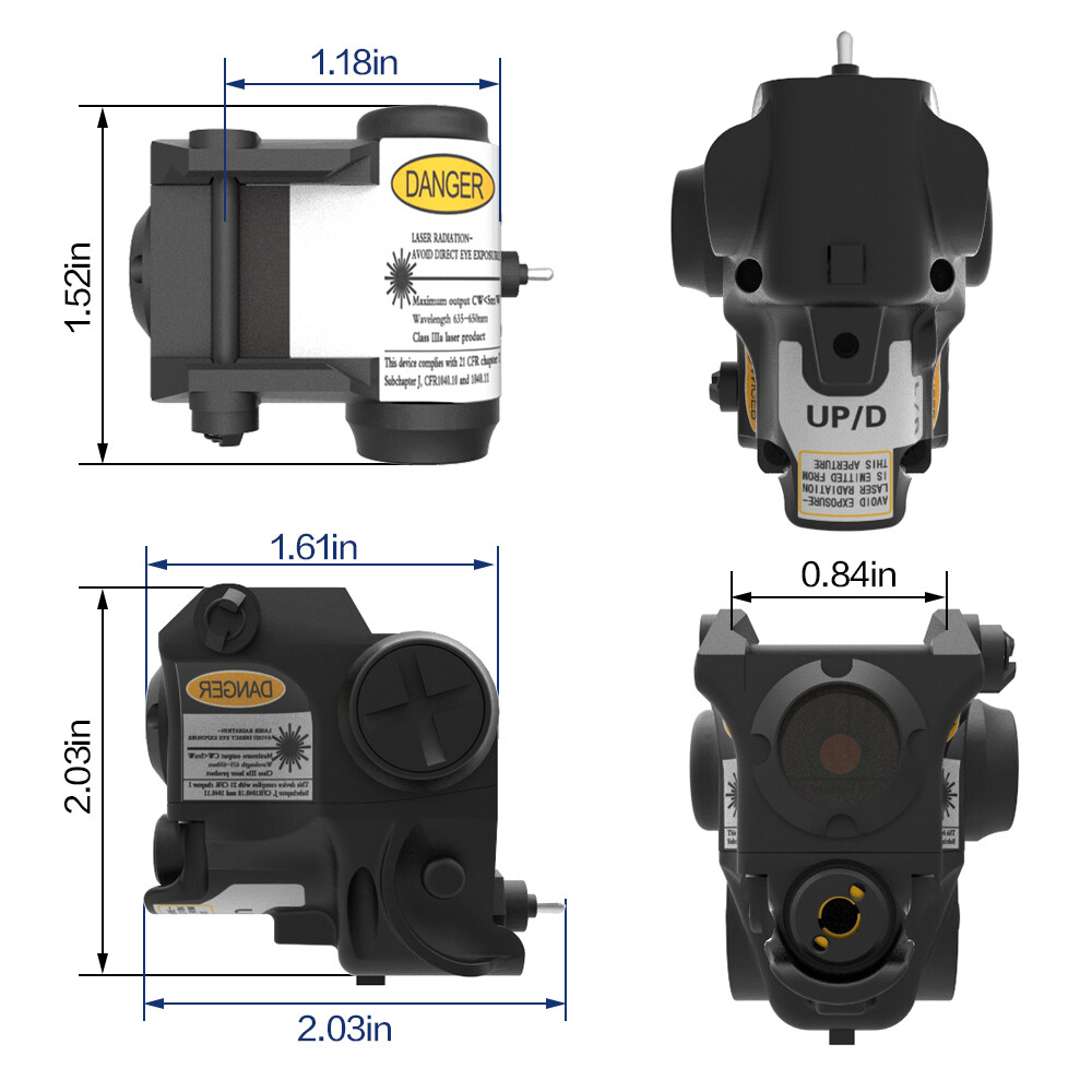 Laspur Sub Compact Rail Mount Red Laser Sight combo High Lumen Flashlight