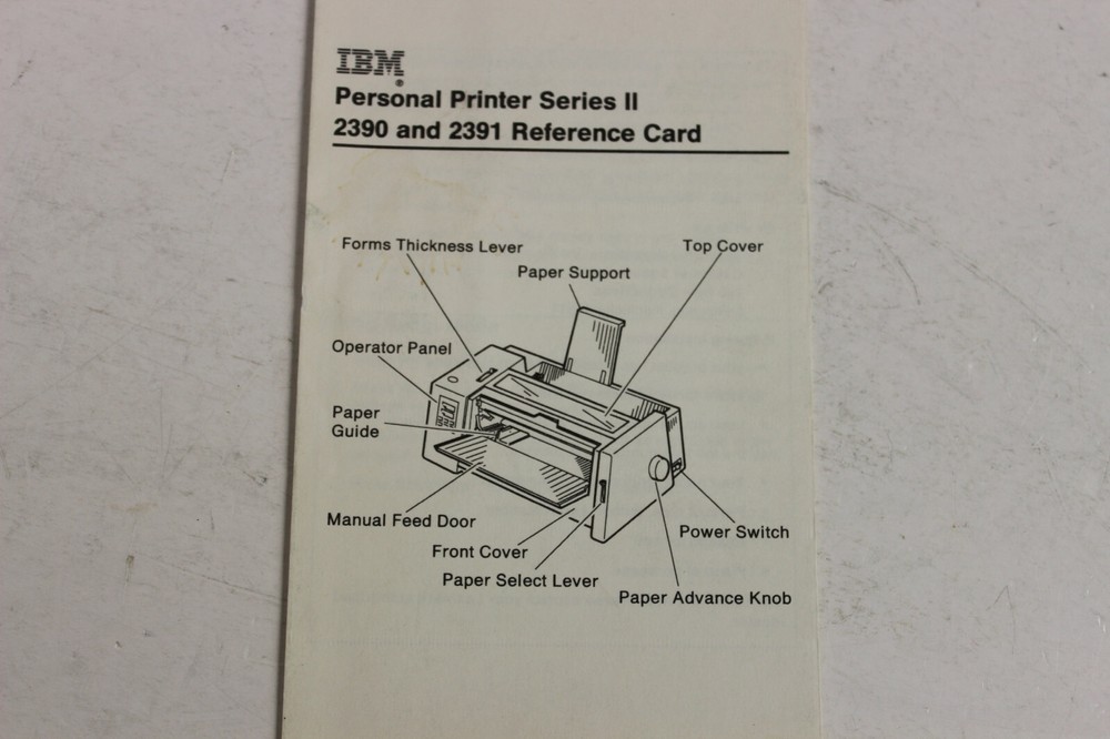 IBM PERSONAL PRINTER SERIES II 2390 & 2391 USER'S REFERENCE GUIDE MANUAL