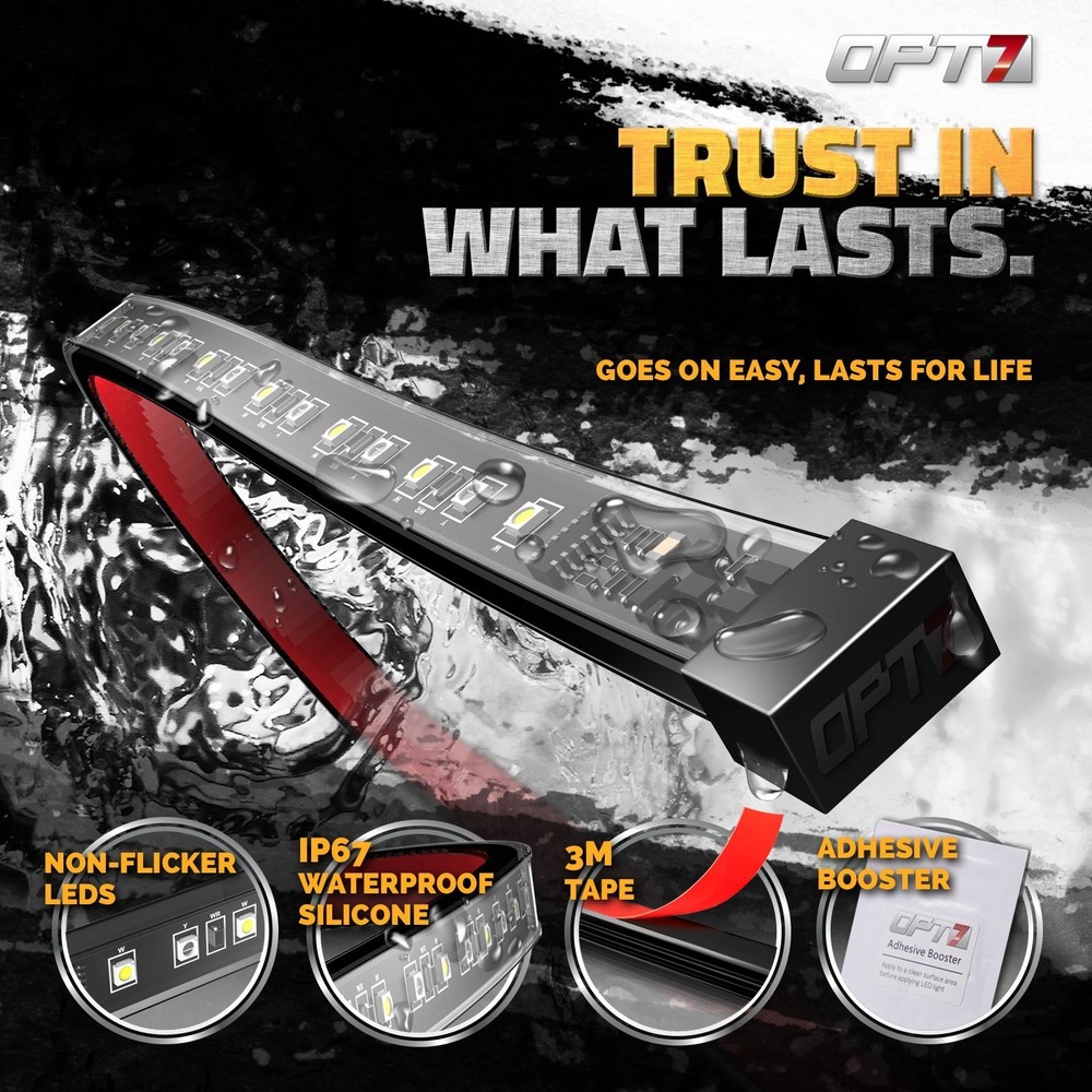 OPT7 Sidekick 78" Running Board Lights 2PCS LED Strips w/Sequential Amber Tur...