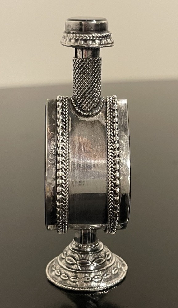 Sterling Silver & Teardrop Black Onyx Stone Perfume Bottle
