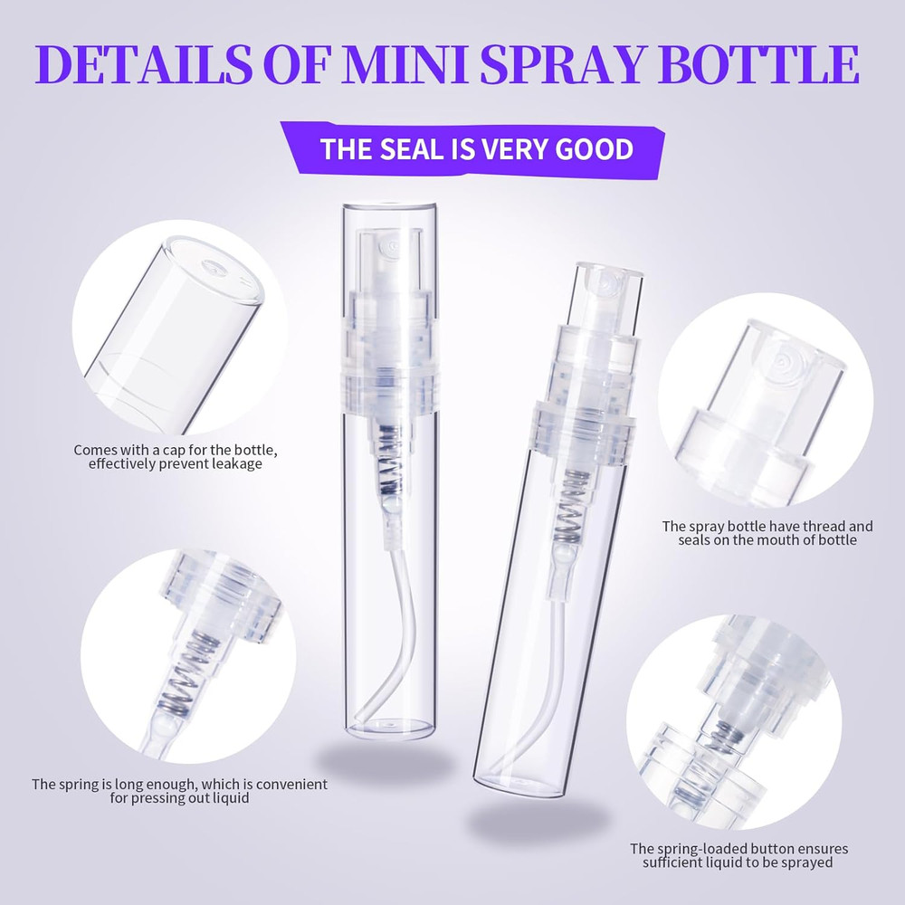 60PCS Mini Spray Bottle, 30PCS 3Ml Mini Clear Plastic Spray Bottle Empty with 30