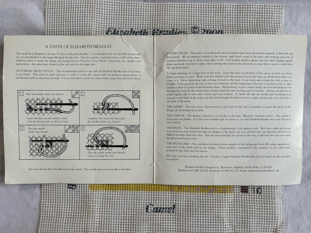 ELIZABETH BRADLEY NEEDLEPOINT/ TAPESTRY MINI CANVAS & CHART -CAMEL