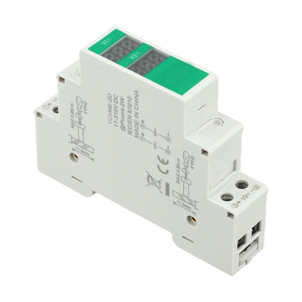 Compact For Din Rail Mountable Voltage Meter with LED Display for DC Use