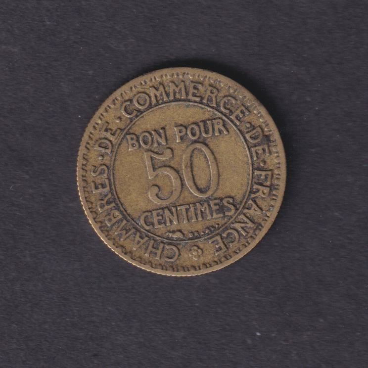 FRANCE - 1922 50 Centime Coin (428)