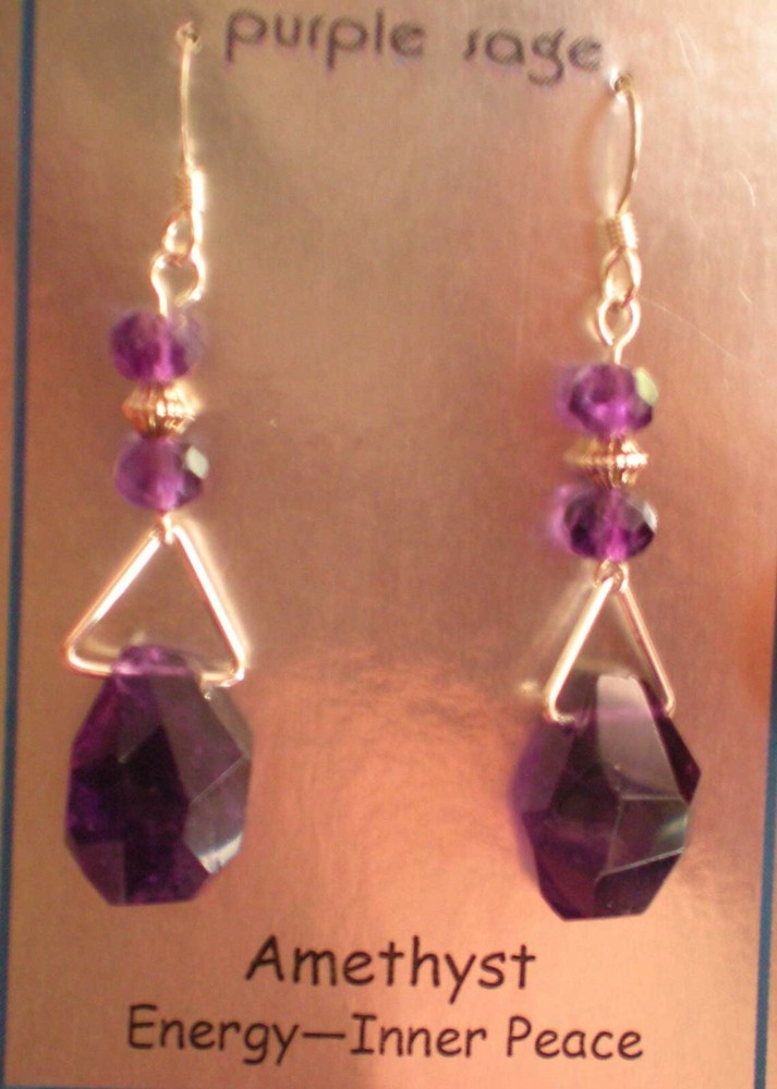 Amethyst Drop Sterling Silver Earrings e161