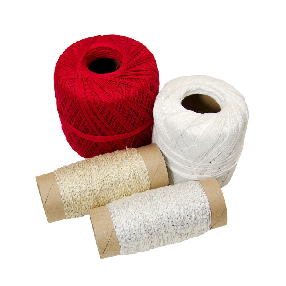 Mercerized Cotton Crochet Thread J&P Coats Metallic Gold Silver Solid Red White