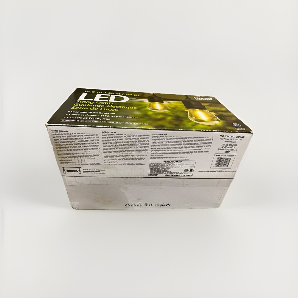 Feit Electric 48ft LED Filament String Light Set | Model 72007 | Black