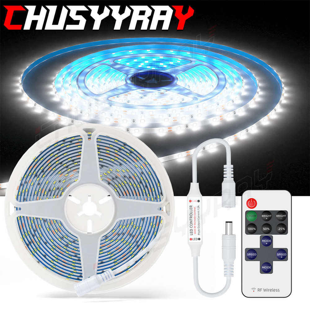 12V 5M LED Strip Light, with Remote Control, for Bedroom Kitchen Ceiling 6000K