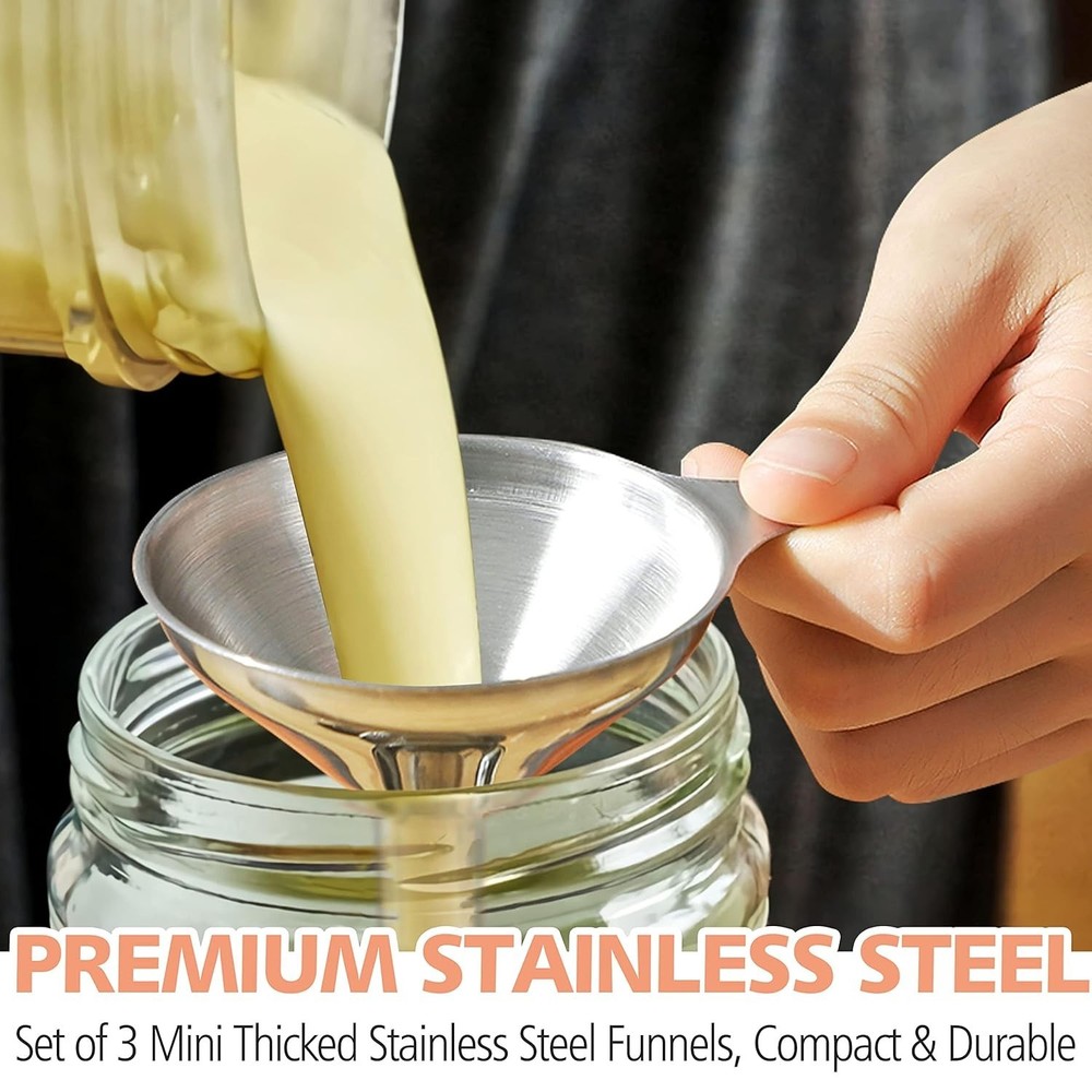 Stainless Steel Mini Kitchen Funnel Set - 3 Sizes forEffortless Transferring
