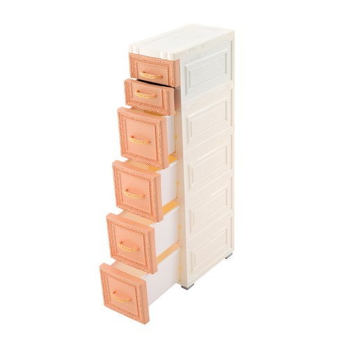 Slim 5-Tier Storage Cabinet with Wheels, Slim Profile for Small Spaces