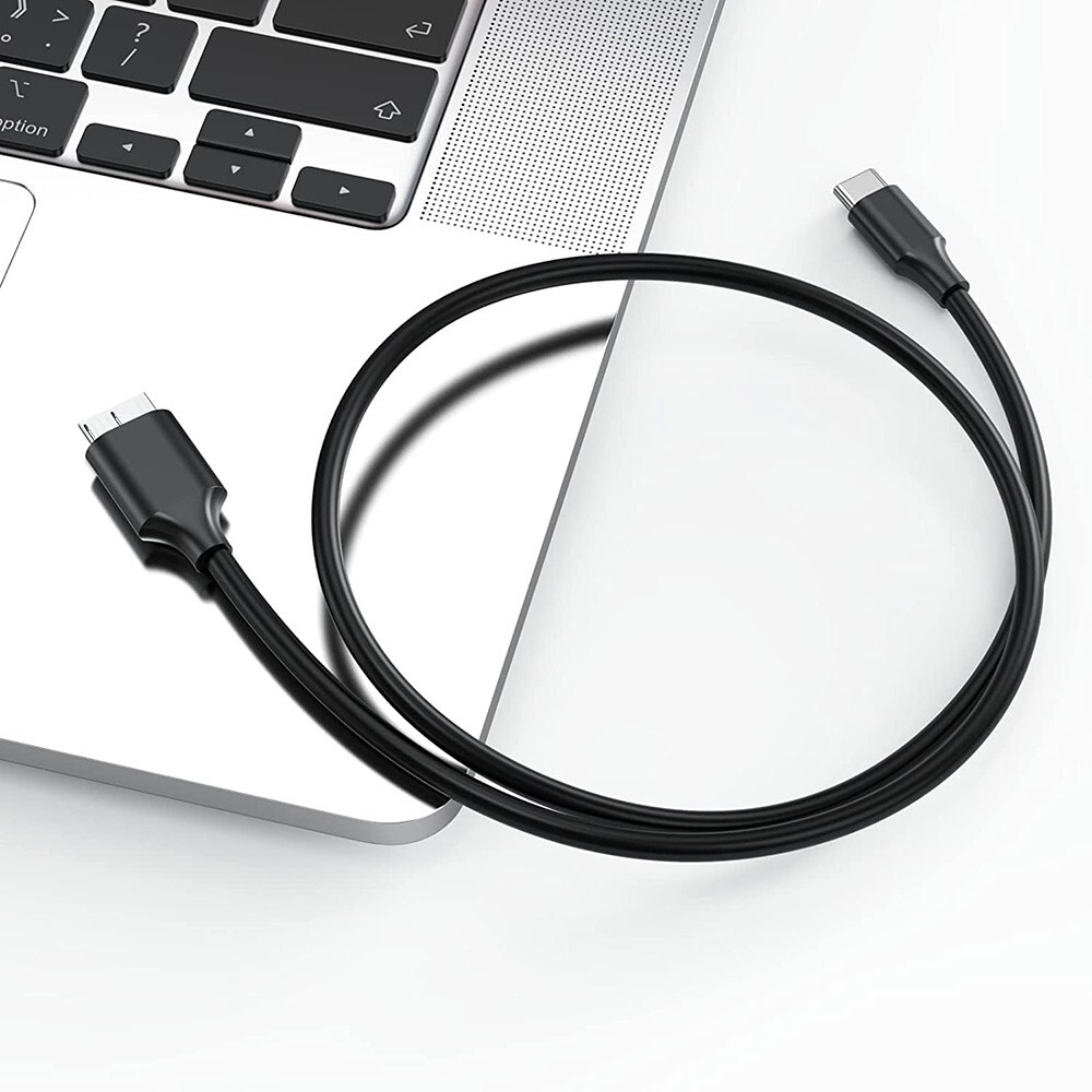 3ft Micro B to USB Type C 3.1 External Hard Drive Cable Cord MacBook Seagate WD