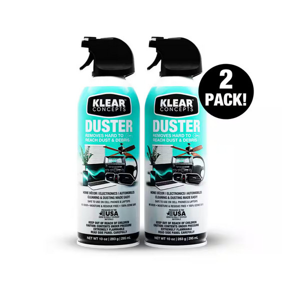 10oz KHD Air Duster Cans 2-Pack – Compressed Spray, Ozone Safe