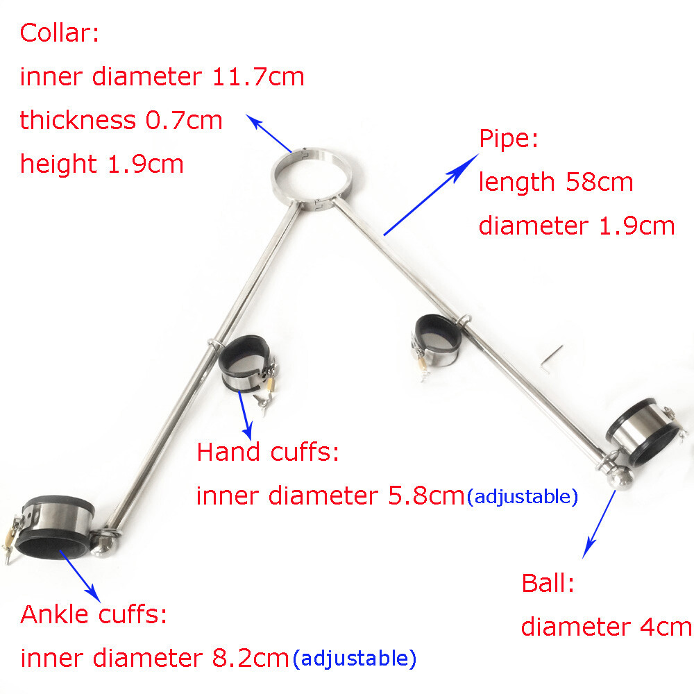 Slave Rack Frame Luxury Spreader Bar Restraint Bondage Hand Ankle Cuffs Collar