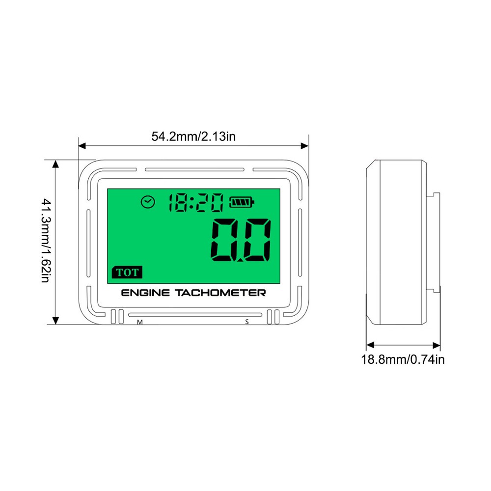 Digital LCD Engine Hour Meter Inductive Tachometer Gauge For Car Boat Motorcycle