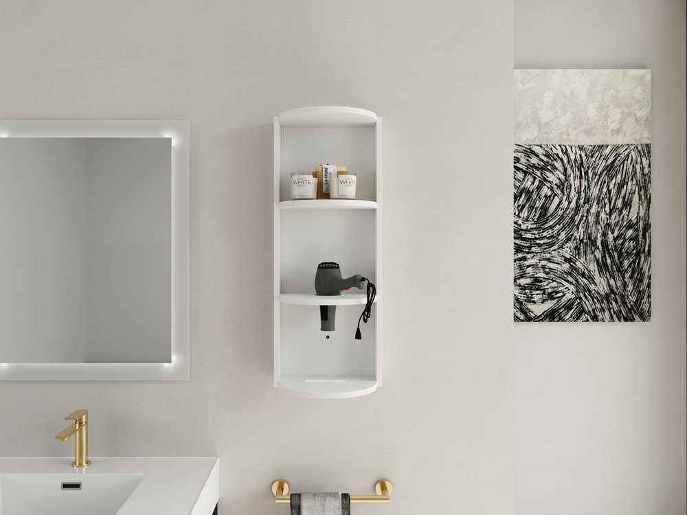 12" Bathroom Wall-Mounted Storage Rack, Float Mounting Design,(KD-Packing)