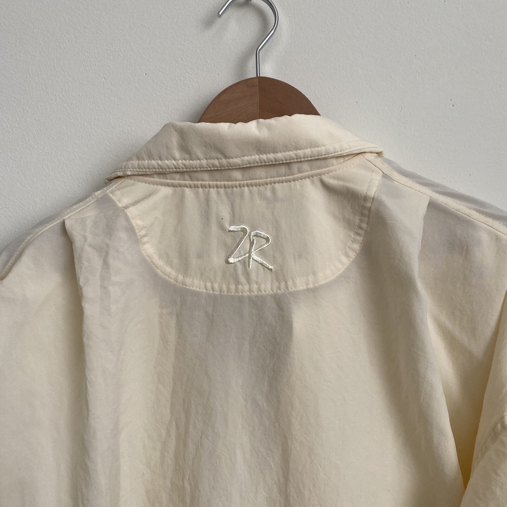 Zero Restriction Golf Pullover Snap Windbreaker Large Ivory Yellow 100% Dacron