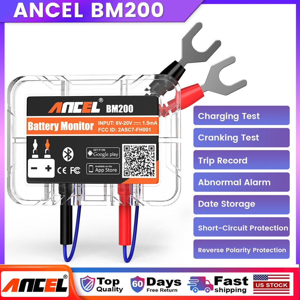 ANCEL BM200 12V Auto Battery Load Tester Bluetooth Cranking Charging Analyzer