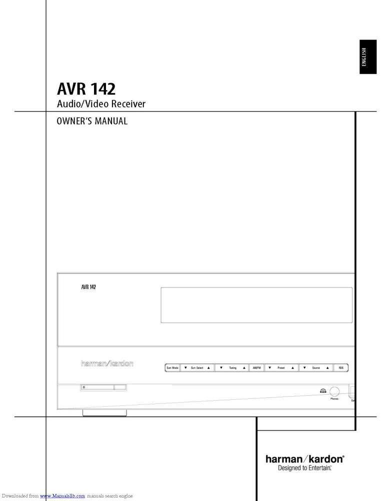 Harman Kardon AVR142 Receiver Owners Manual