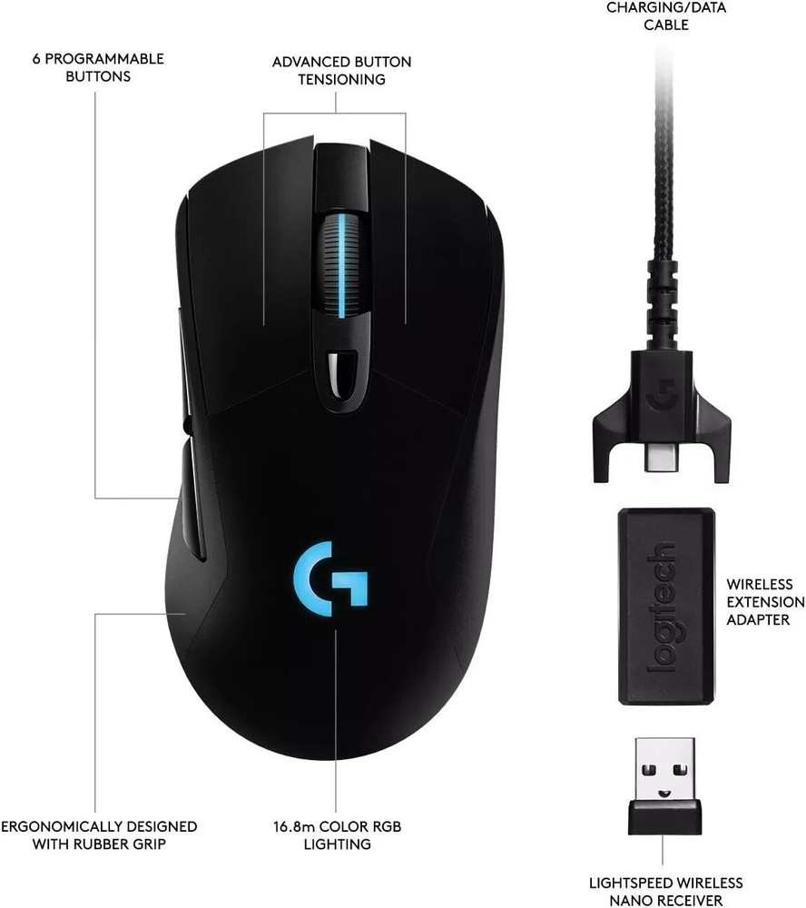Logitech - G703 Lightspeed Wireless Gaming Mouse W/Hero 25K Sensor