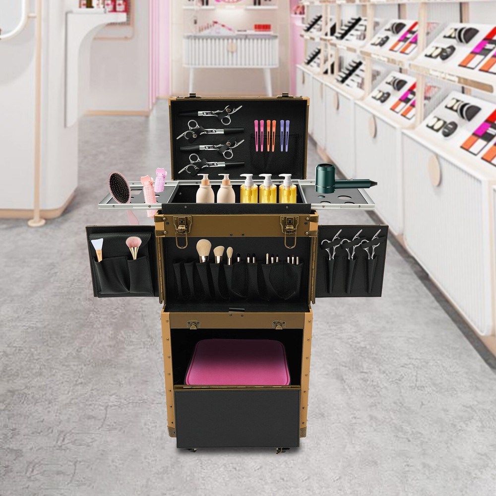 Professional Rolling Makeup Train Case Makeup Storage Organizer Cosmetic Trolley