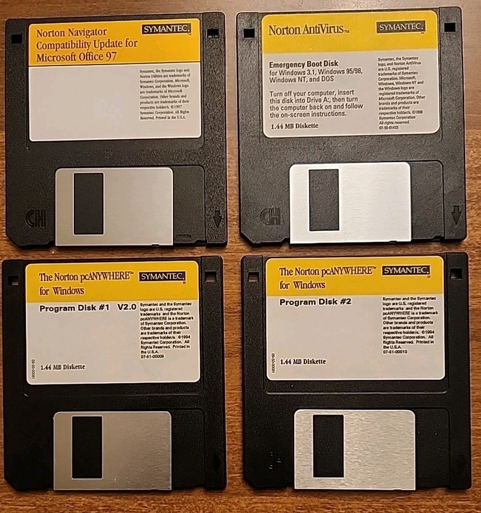 Vintage Norton PC Anywhere Program Disks Emergency Boot Disk Symantec Windows