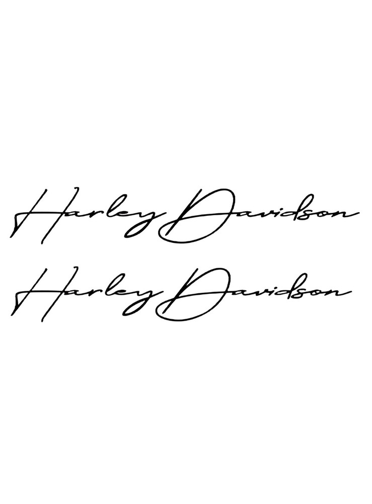 Harley Davidson handscript Decals #2 Pieces black 2"x10" Vinyl Decal.