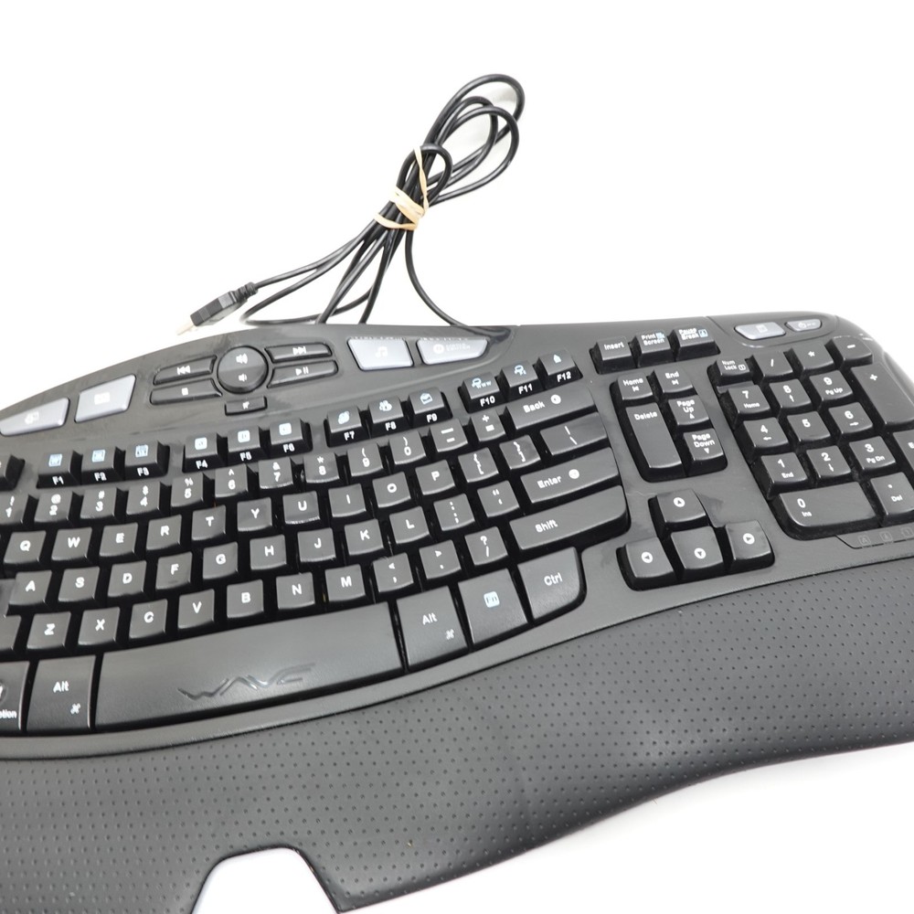 LOGITECH WAVE Y-UV90 Computer Desktop PC Corded Ergonomic Keyboard USB Black
