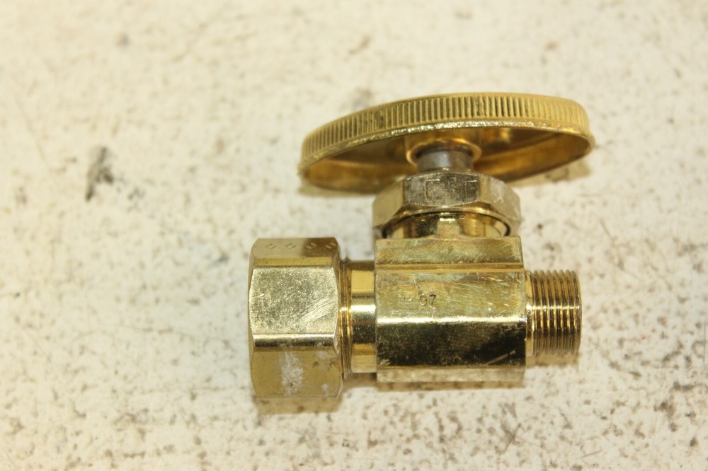 Four Polished Brass Straight Compression Valves