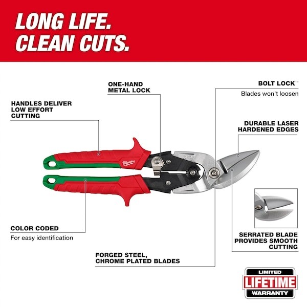 Milwaukee Tool 48-22-4553 Offset Aviation Snip Set 2Pc