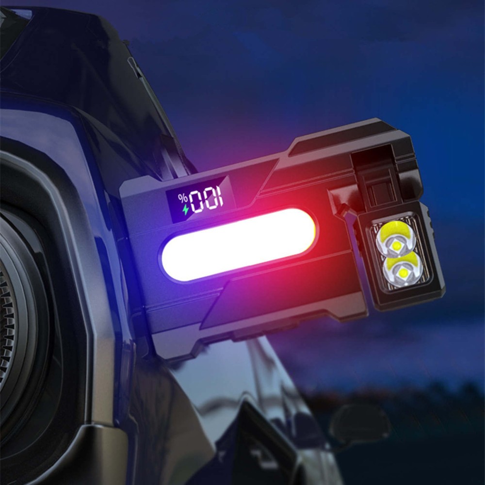 Magnetic LED Work Light USB Rechargeable Flashlight with Multi Color Side Lights