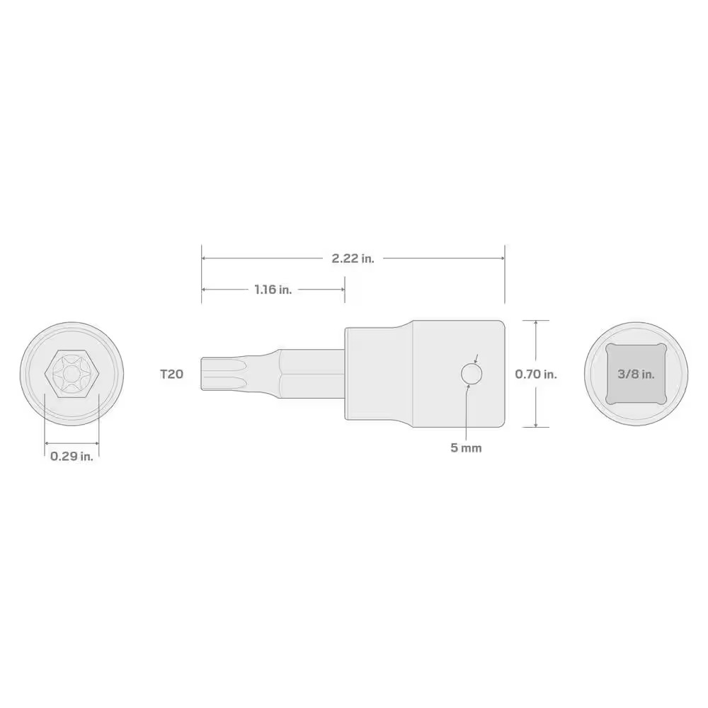3/8 In. Drive X T20 Torx Bit Impact Socket