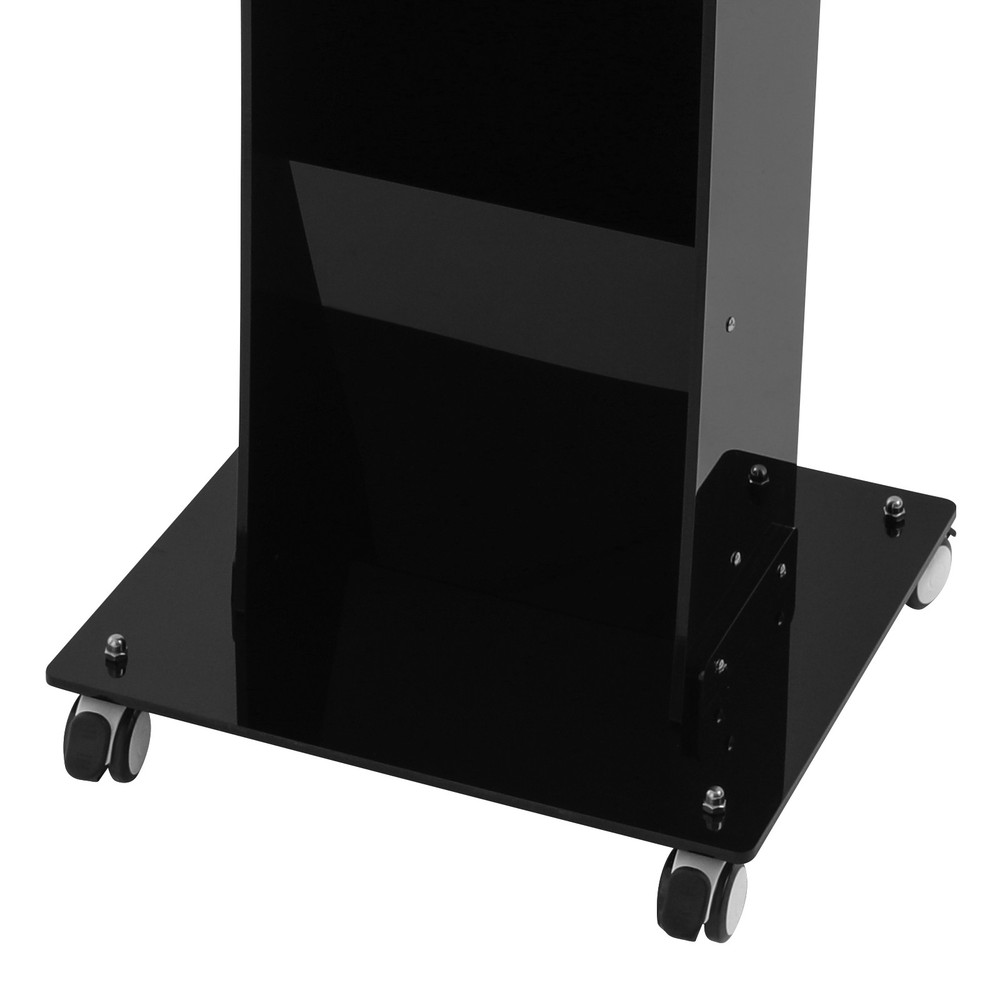 Acrylic Podium 48.4" Rolling Acrylic Podium Stand Reading Surface Storage Shelf