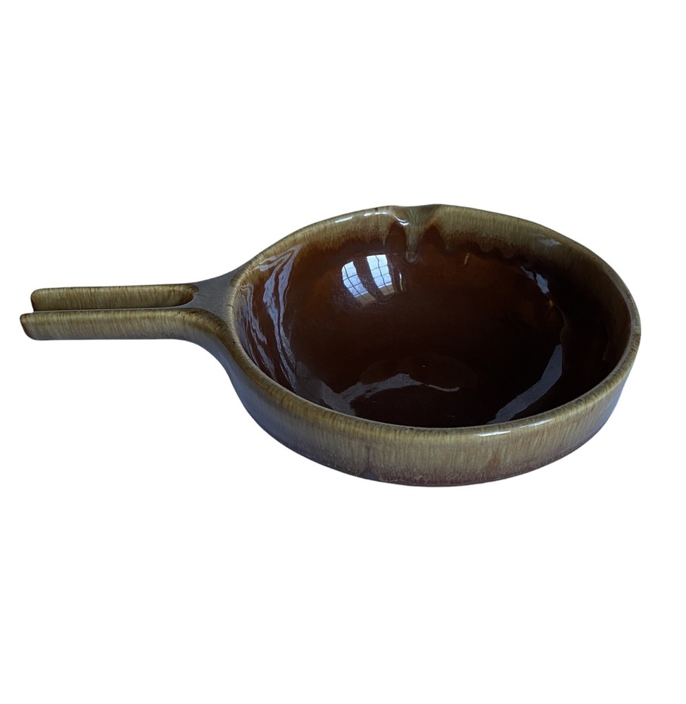 Rubel Brown Drip Glaze Handled Rustic Stoneware Pour Spout Serving Dish 2013